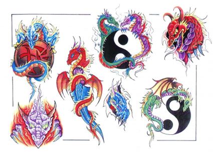 Colored Dragons Tattoo Picture
